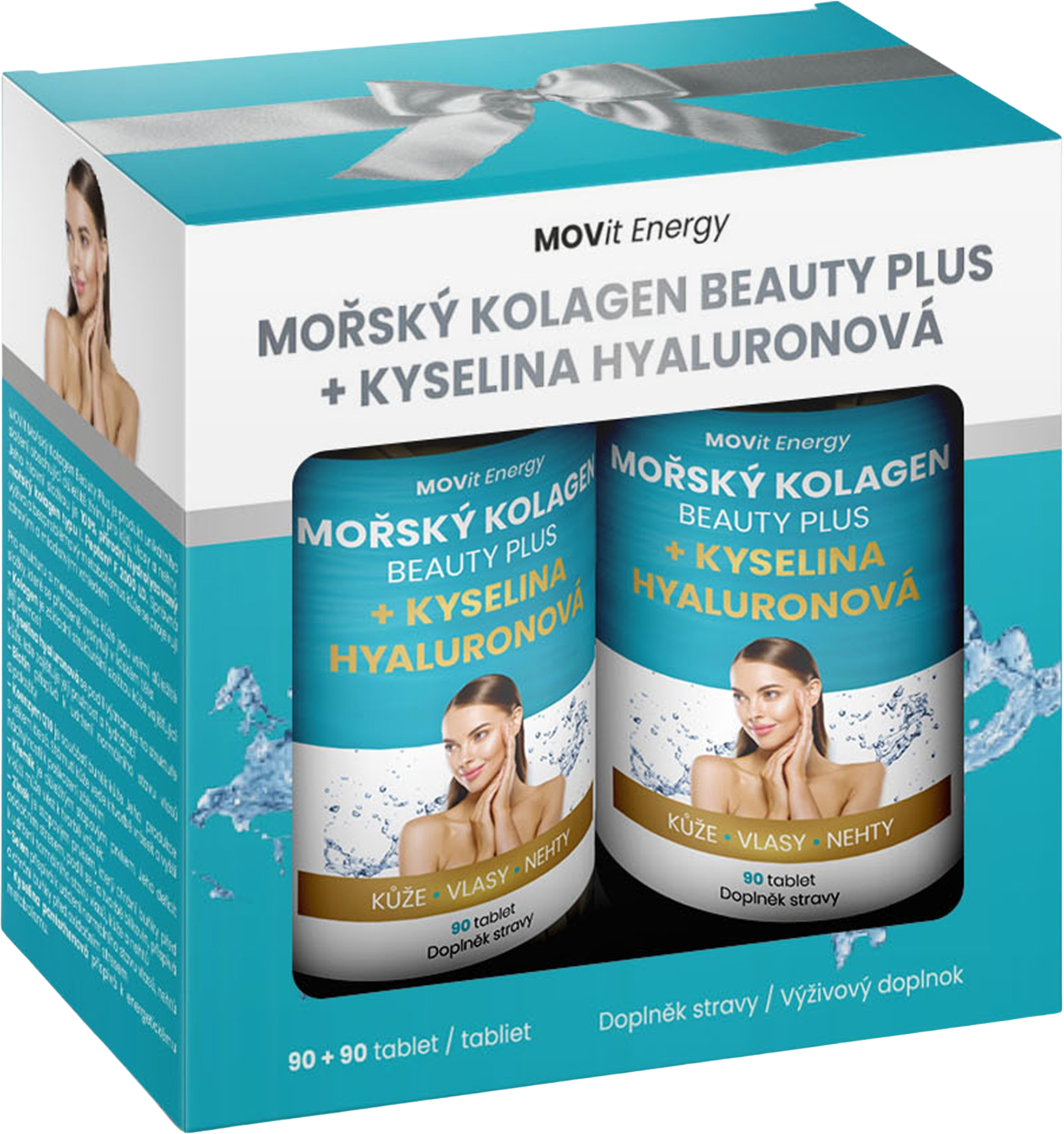 Beauty Dárkový Balíček Mořský Kolagen Beauty Plus + Kyselina hyaluronová, 90+90 tablet