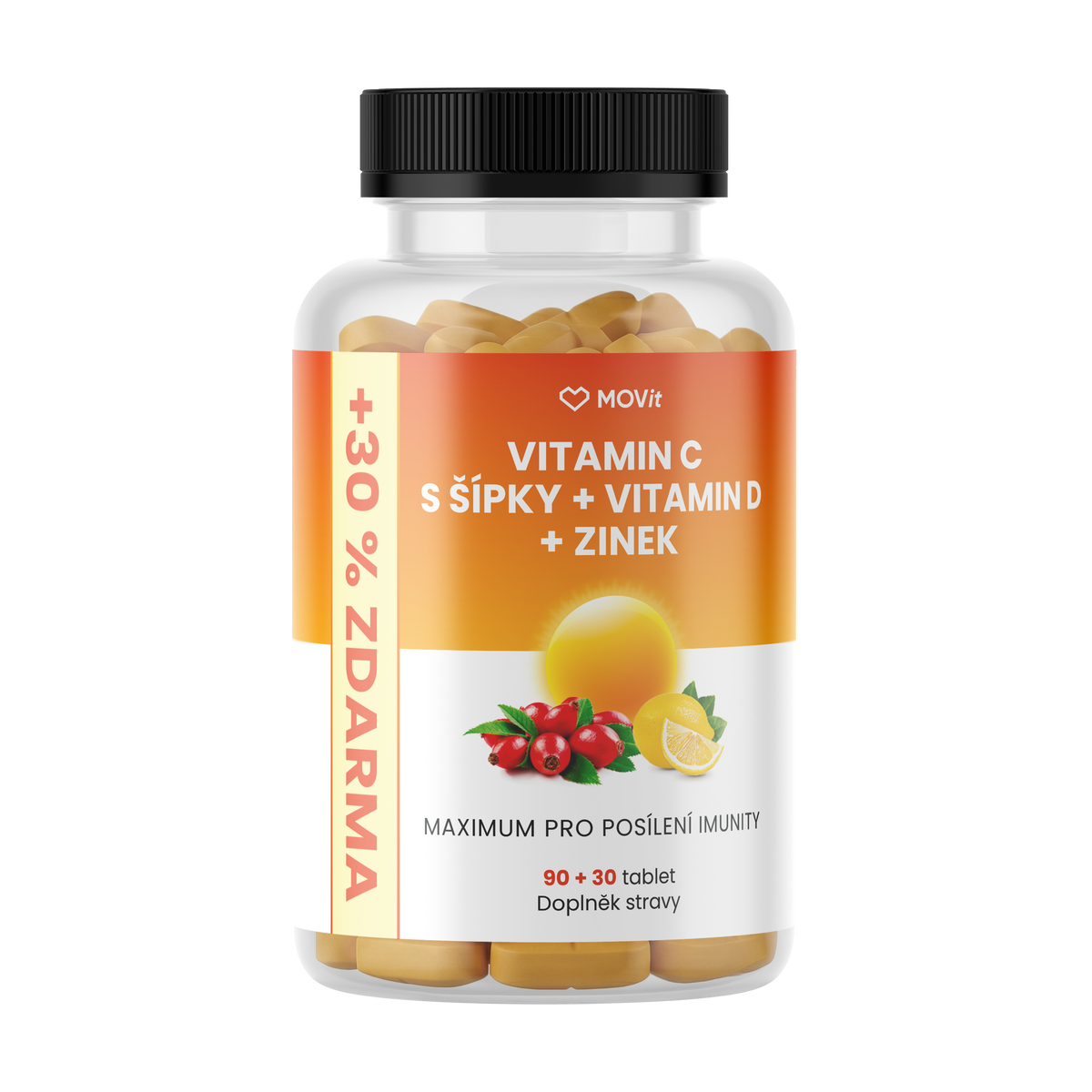 Vitamín C 1200 mg s šípky + Vitamin D + Zinek PREMIUM, 90+30 tablet