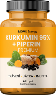 Kurkumin Extrakt 95 % + Piperin, 60 kapslí