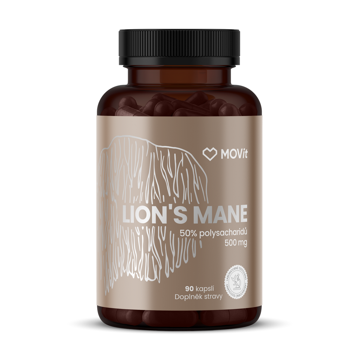 Hericium - Lion's mane 50% polysacharidů 500 mg, 90 kapslí