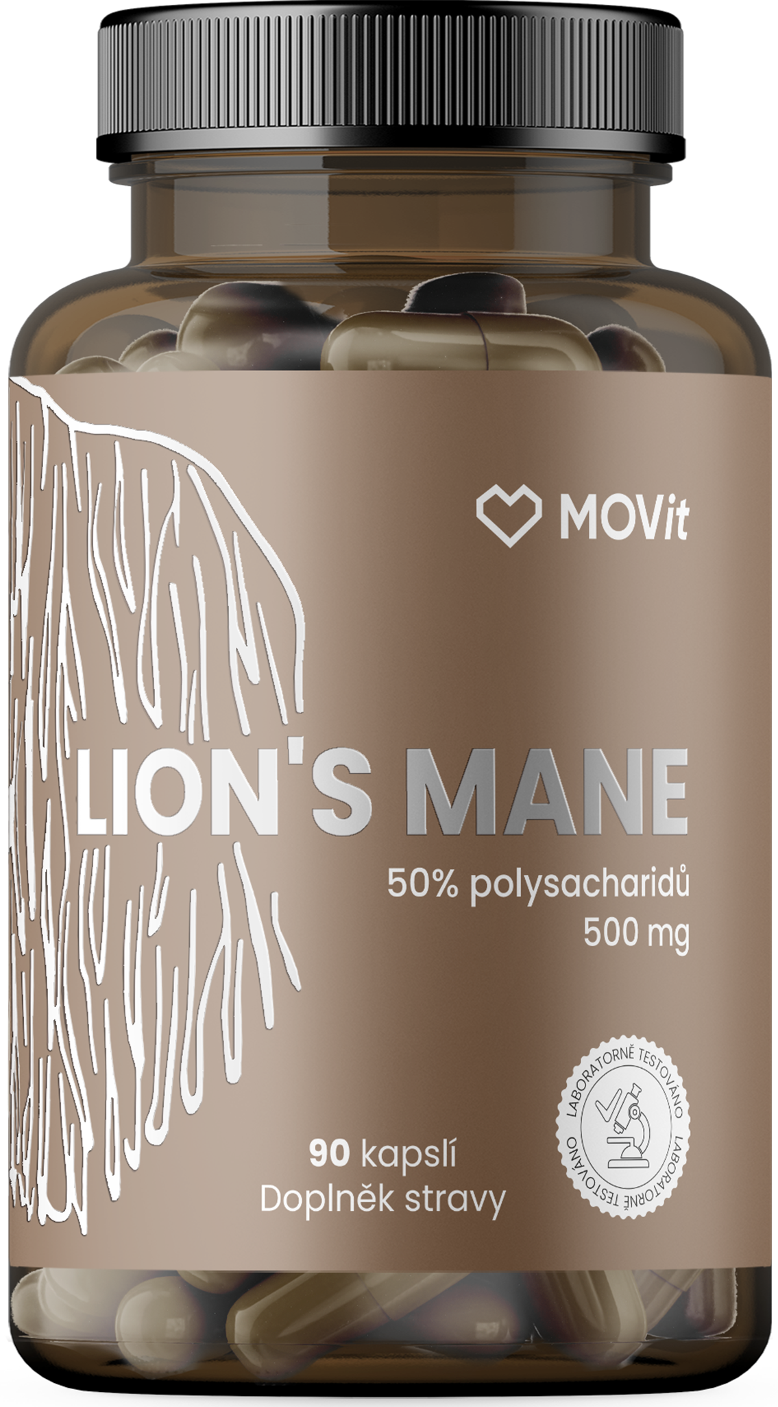 Hericium - Lion's mane 50% polysacharidů 500 mg, 90 kapslí