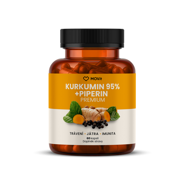 Kurkumin Extrakt 95 % + Piperin, 60 kapslí