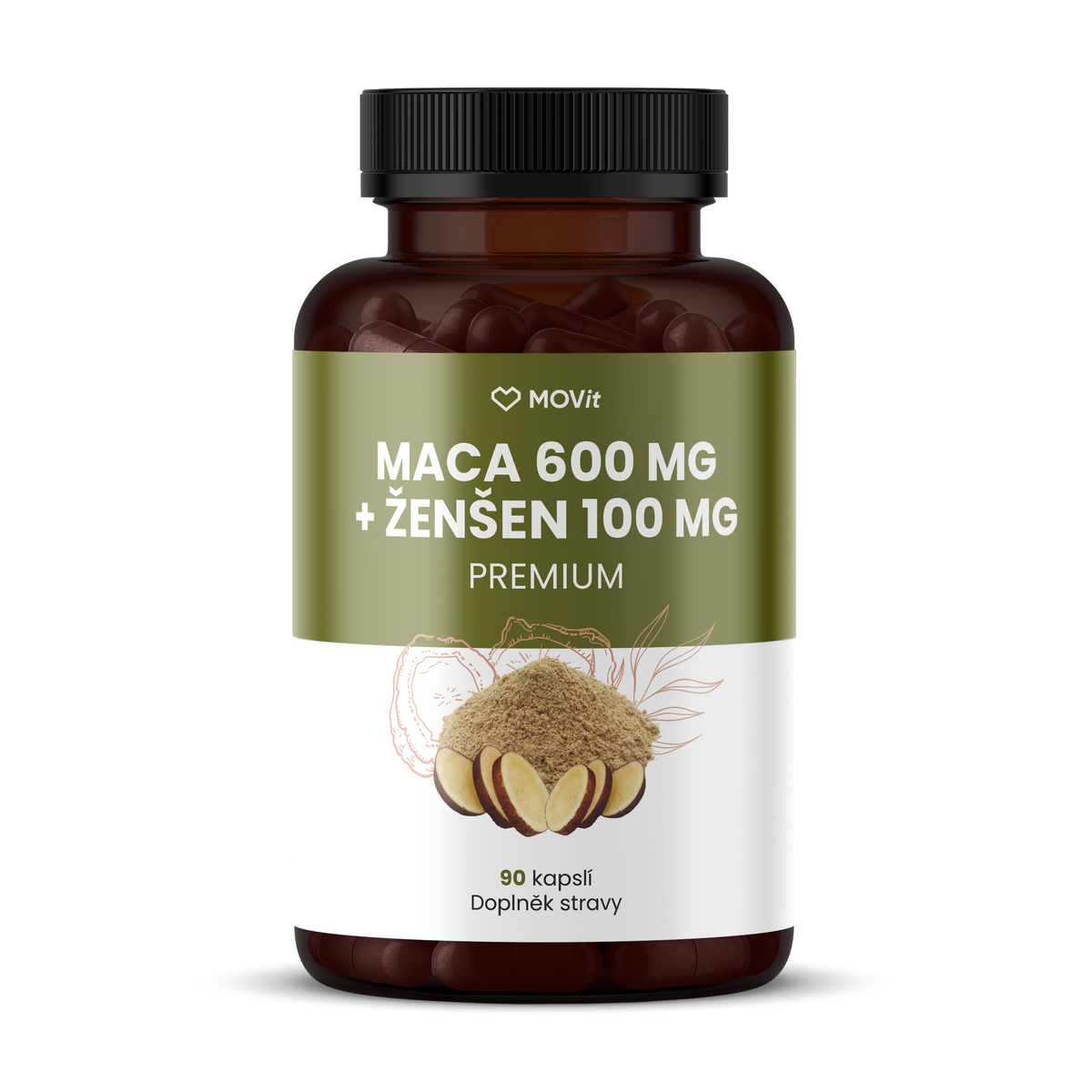 Maca 600 mg + Ženšen 100 mg, 90 kapslí
