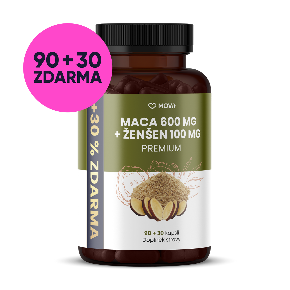 Maca 600 mg + Ženšen 100 mg, 90+30 kapslí