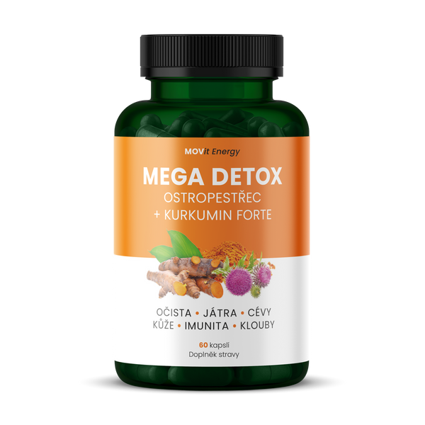 MEGA DETOX Ostropestřec + Kurkumin FORTE, 60 veganských kapslí