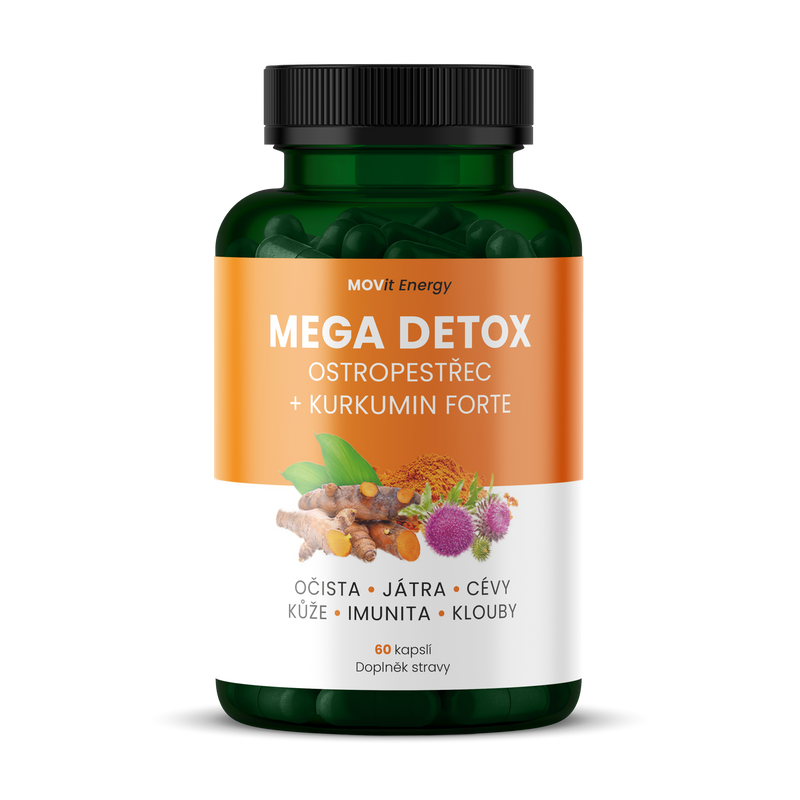 MEGA DETOX Ostropestřec + Kurkumin FORTE, 60 veganských kapslí