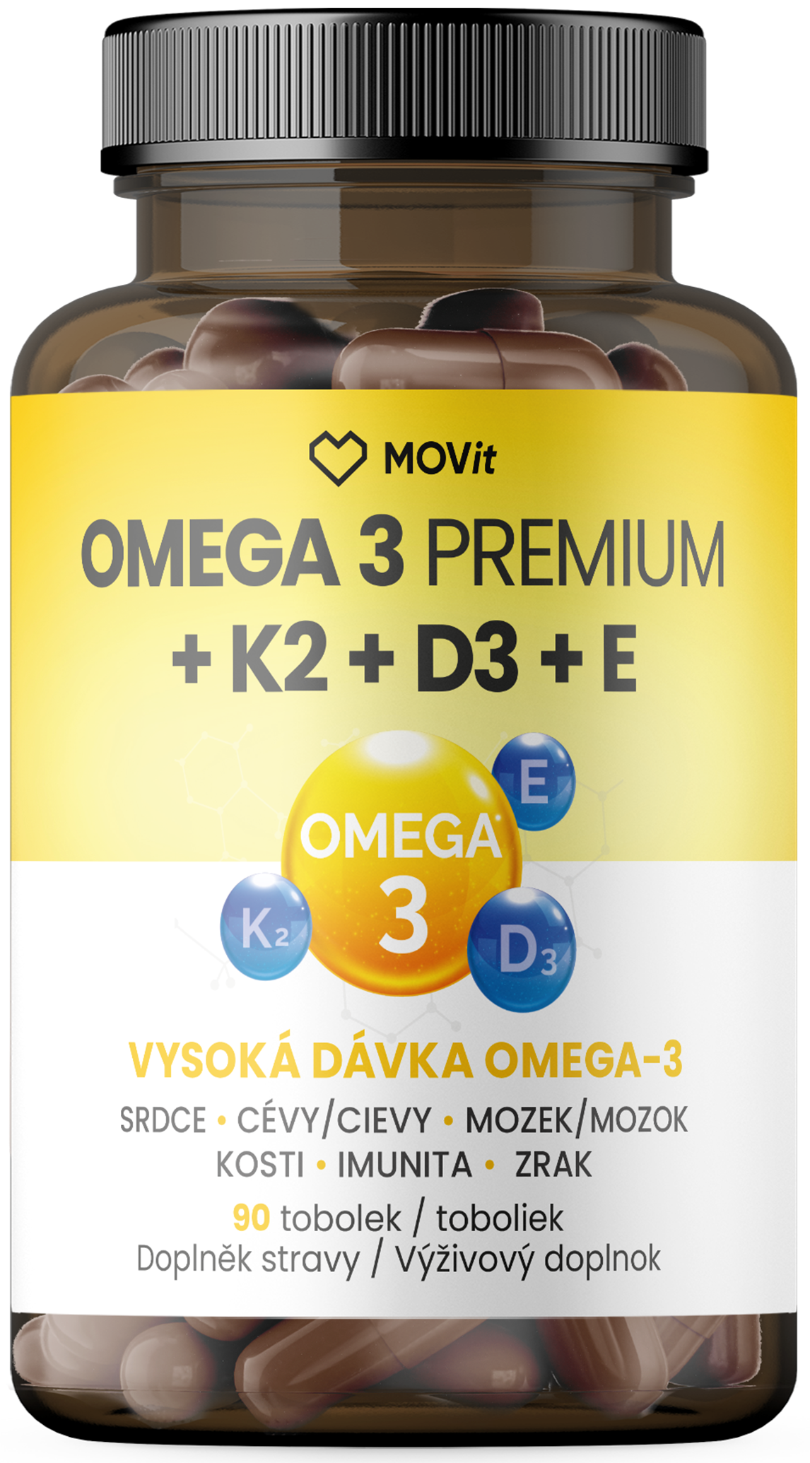 Omega 3 Premium + K2 + D3 + E, 90 tobolek