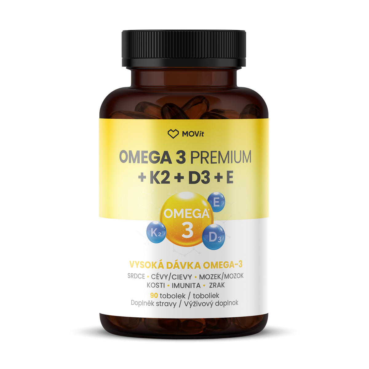 MOVit Energy Omega 3 Premium + K2 + D3 + E, 90 tobolek