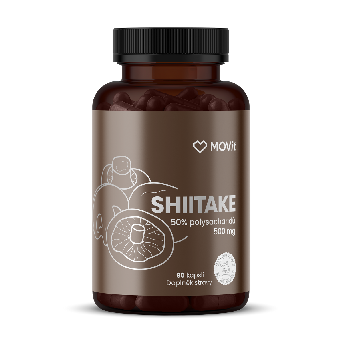 Shiitake 50% polysacharidů 500 mg, 90 kapslí
