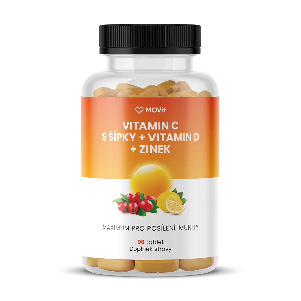 Vitamín C 1200 mg s šípky + Vitamin D + Zinek PREMIUM, 90 tablet