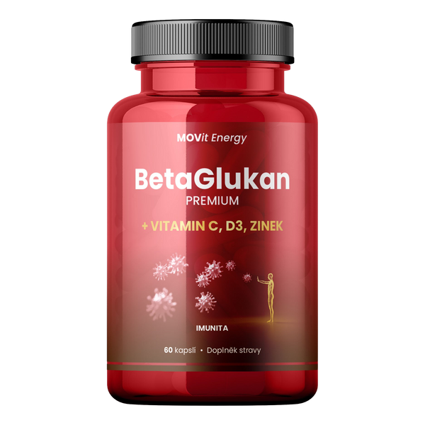 BetaGlukan 350 mg + Vitamin C, D3, Zinek PREMIUM, 60 kapslí