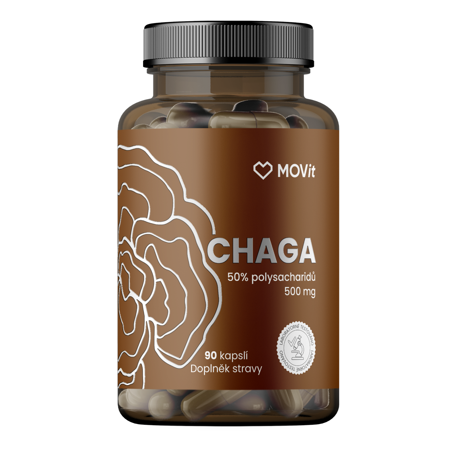 Chaga 50% polysacharidů 500 mg, 90 kapslí