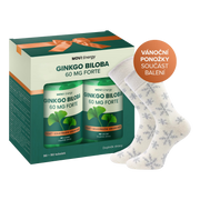 Dárkové balení Ginkgo Biloba 60 mg FORTE, 180 tobolek + Vánoční ponožky
