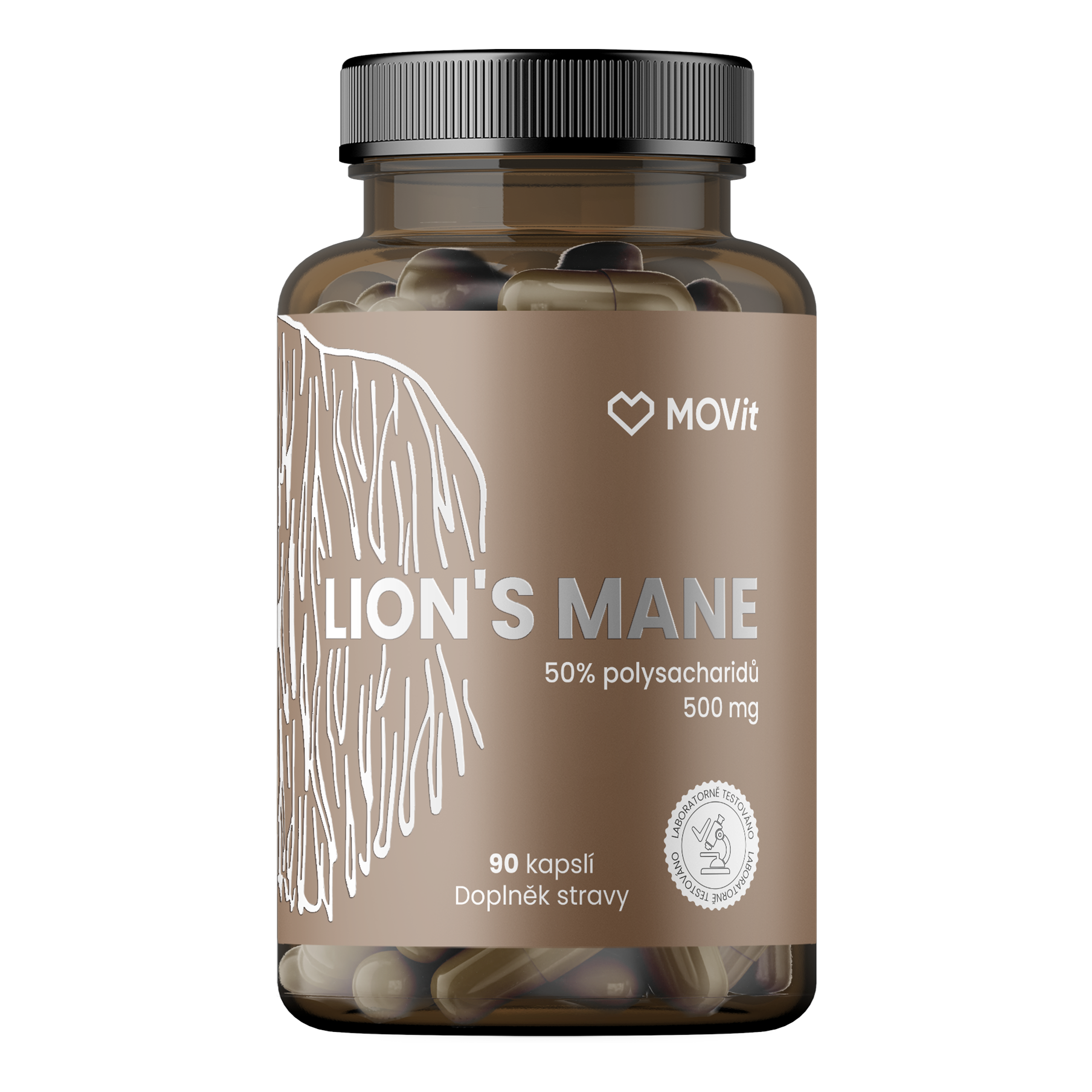 Hericium - Lion's mane 50% polysacharidů 500 mg, 90 kapslí