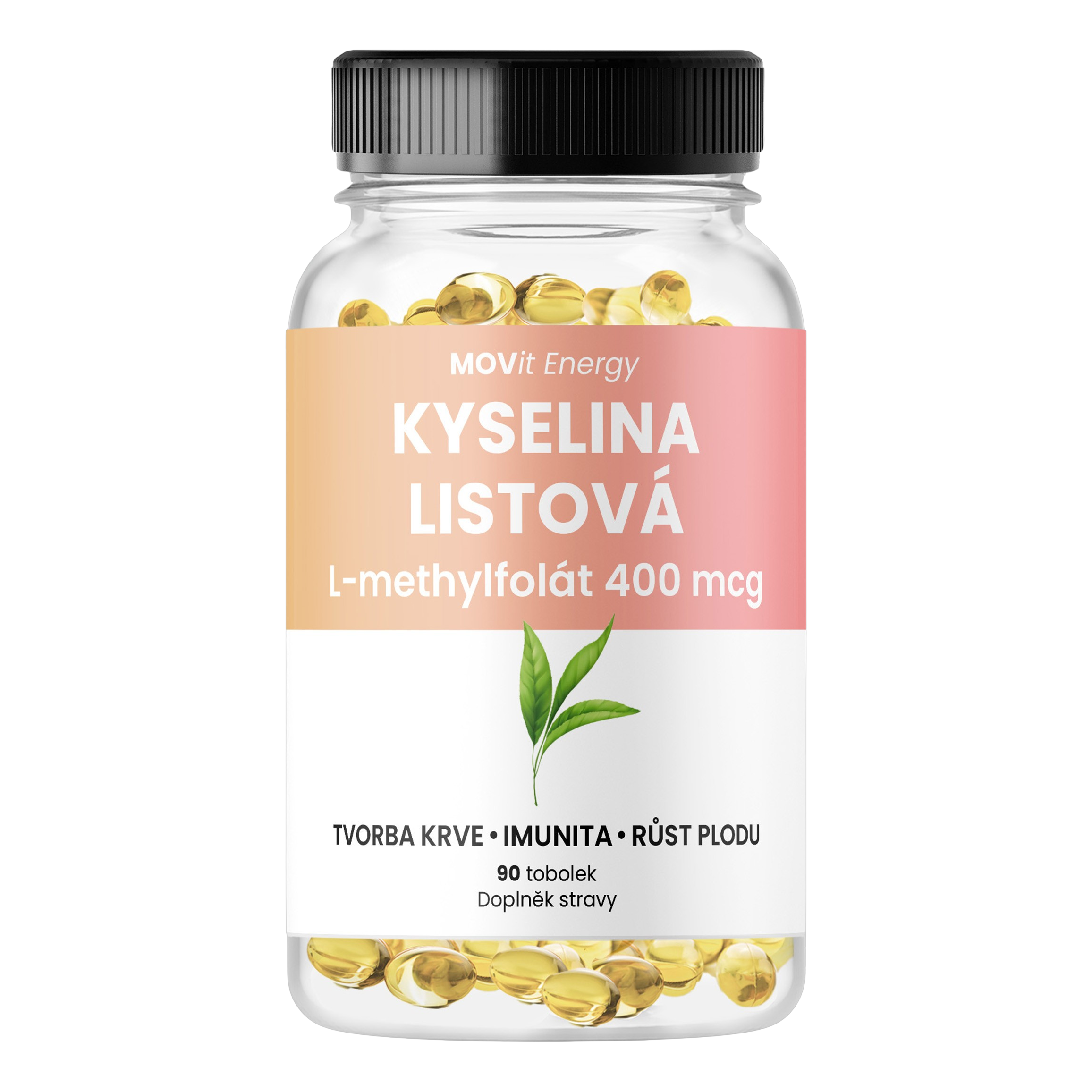 Kyselina Listová L-methylfolát 400 mcg, 90 tobolek