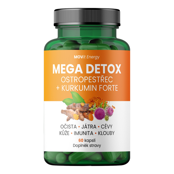 MEGA DETOX Ostropestřec + Kurkumin FORTE, 60 veganských kapslí