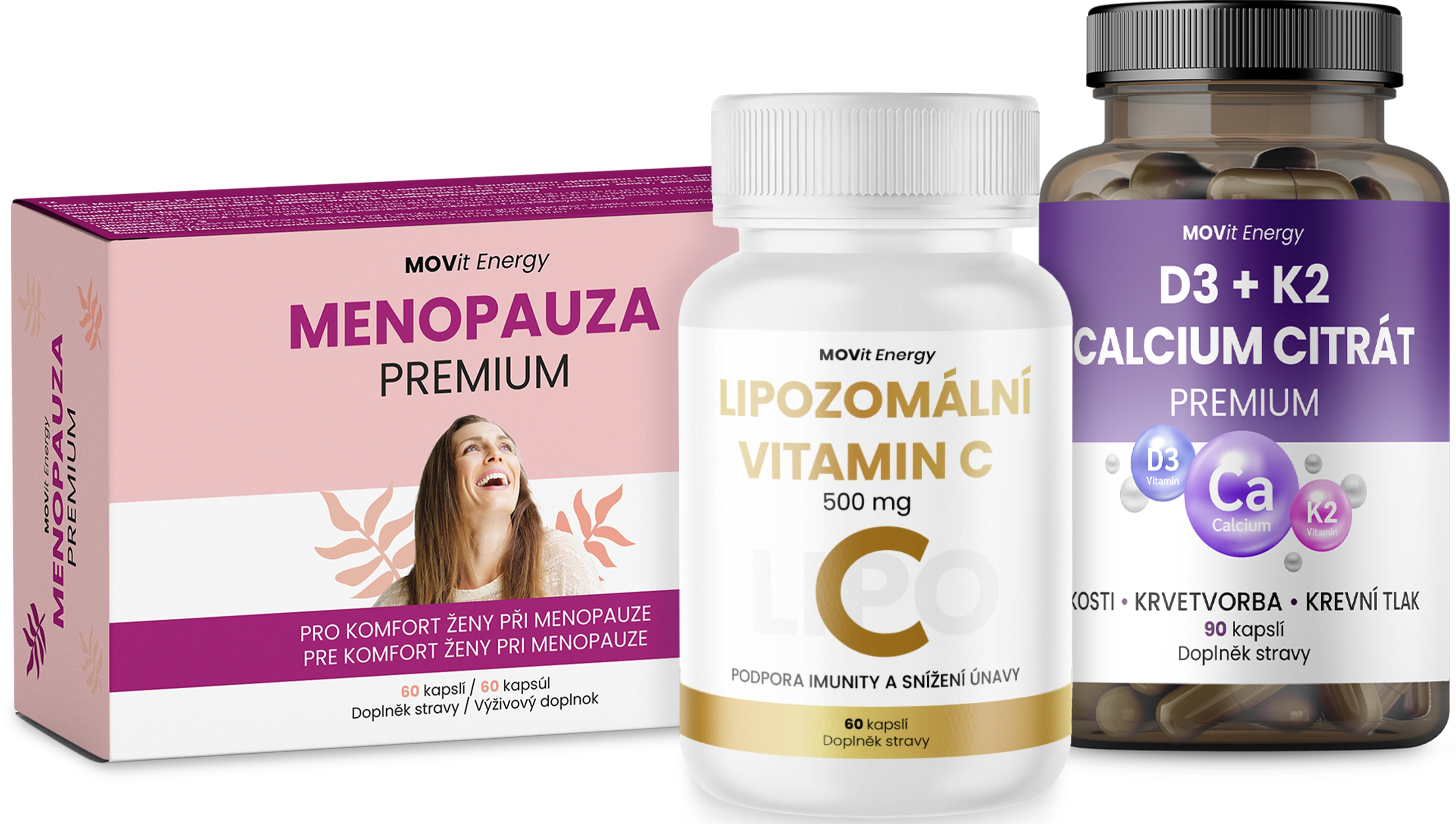 Ženy 50+ (Menopauza Premium, Vitamin C, D3 + K2 & Vápník)