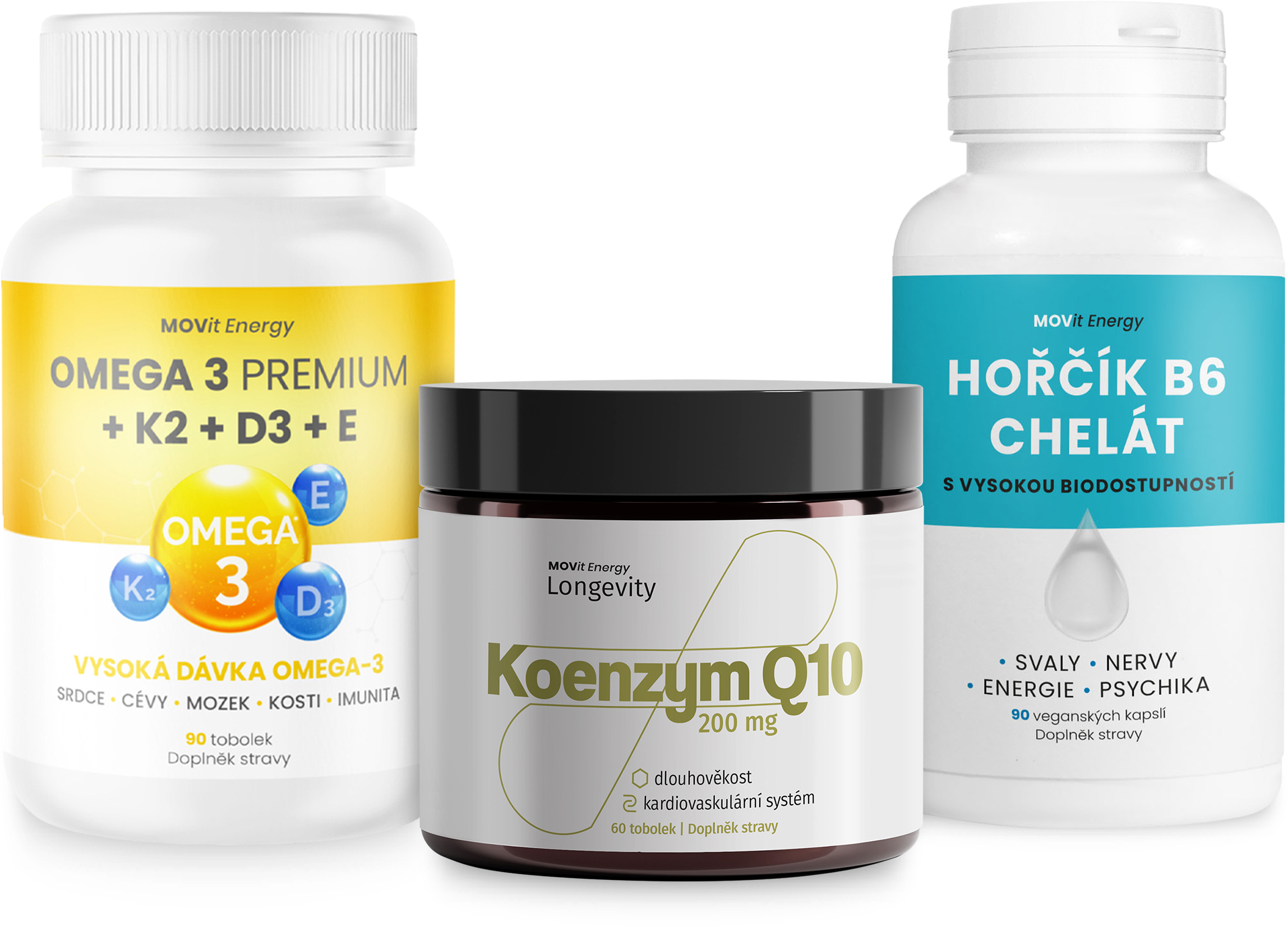 Ženy 60+ (Koenzym Q10, Omega 3+D3+K2, Hořčík)
