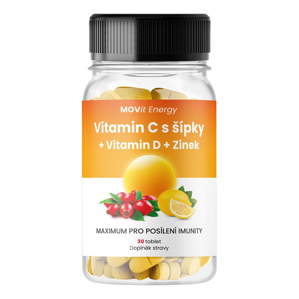 Vitamín C 1200 mg s šípky + Vitamín D + Zinek PREMIUM, 30 tablet